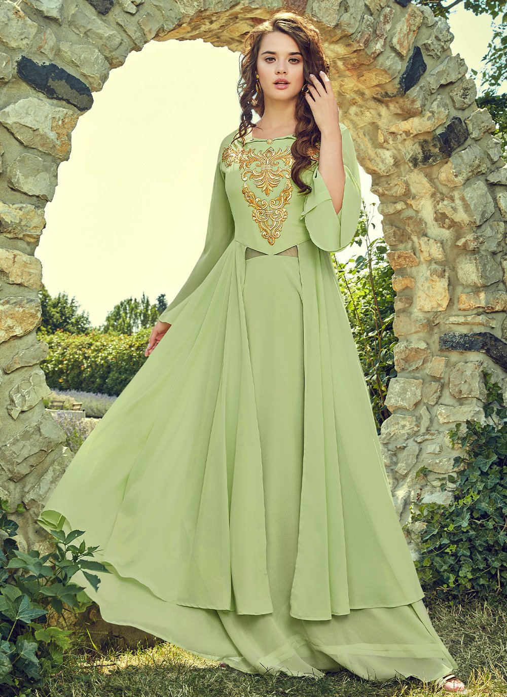 Buy Online Georgette Party Readymade Gown : 244412 