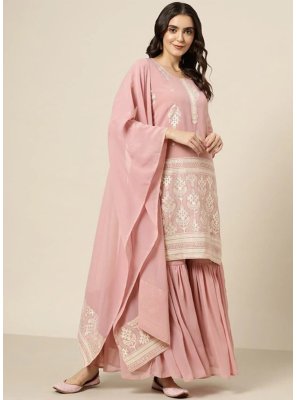 Georgette Readymade Salwar Suit in Pink