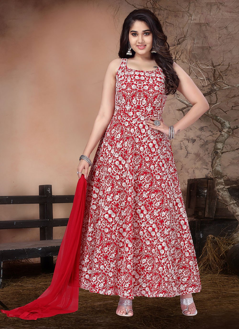 red designer gown