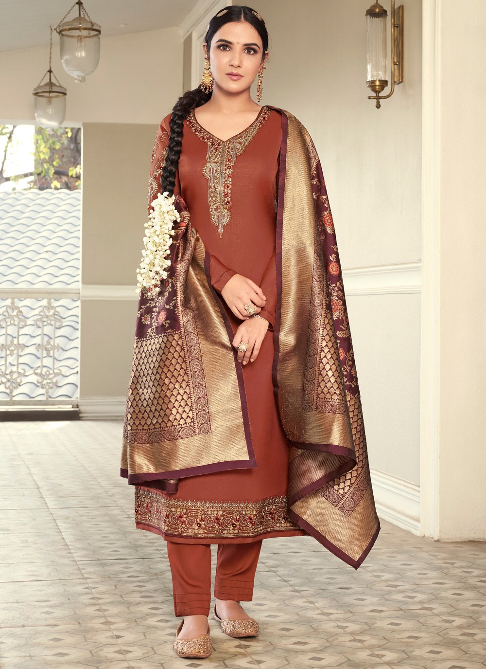 Beautiful black silksuit set with georgette dupatta with gold lace punjabi suit salwar kameez Pakistani dress