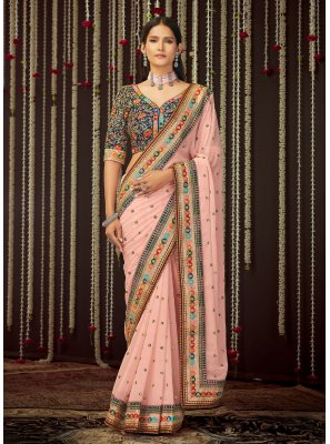 Georgette Sequins Pink Contemporary Saree