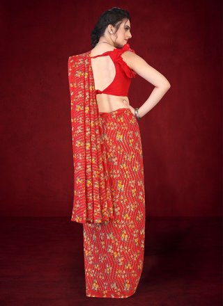 Georgette Sequins Trendy Saree in Red