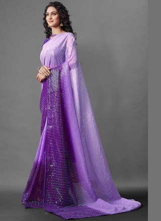 Georgette Shaded Saree in Purple