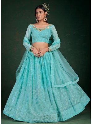 Georgette Thread Trendy Lehenga Choli in Aqua Blue