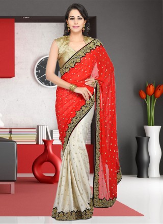 Georgette Traditional Saree in Red