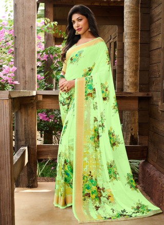 Georgette Trendy Saree in Green