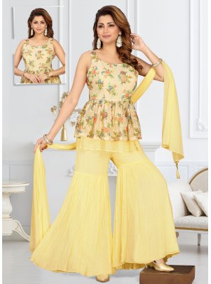 Georgette Yellow Palazzo Suit