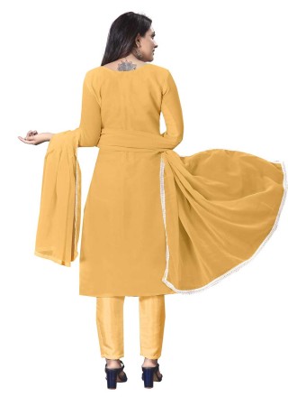 Georgette Yellow Trendy Salwar Suit