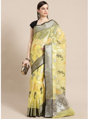 Gold Party Banarasi Silk Designer Traditional Saree