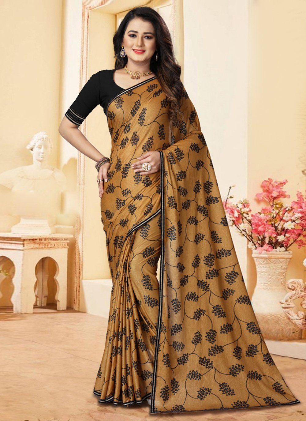 Gold Silk Trendy Saree