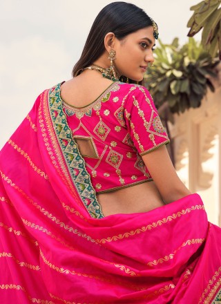 Green and Pink Sangeet Banarasi Silk Lehenga Choli