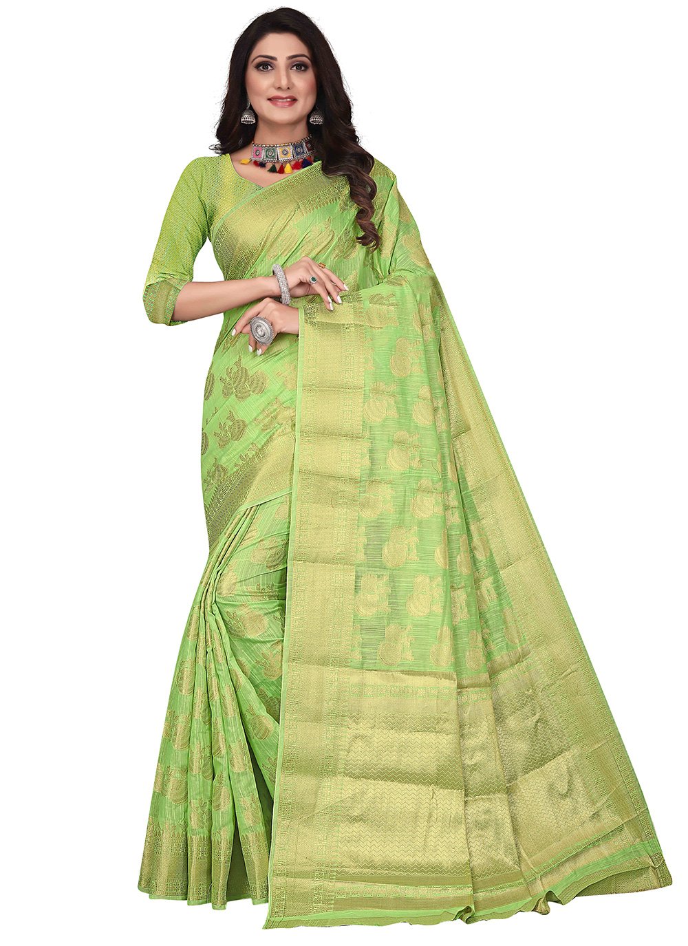 Green Art Silk Weaving Traditional Saree
