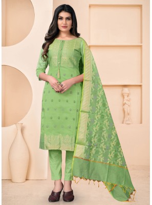 Green Banarasi Jacquard Festival Pant Style Suit