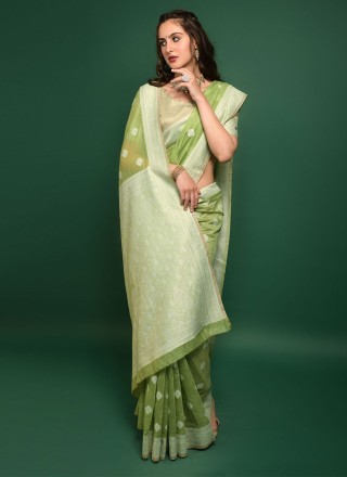 Green Banarasi Silk Classic Saree