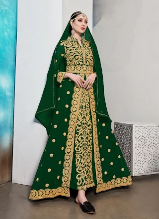 Green Ceremonial Anarkali Salwar Suit