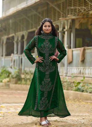 Green Ceremonial Designer Gown