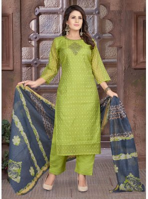 Green Chanderi Silk Embroidered Trendy Salwar Kameez