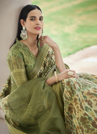 Green Color Casual Saree