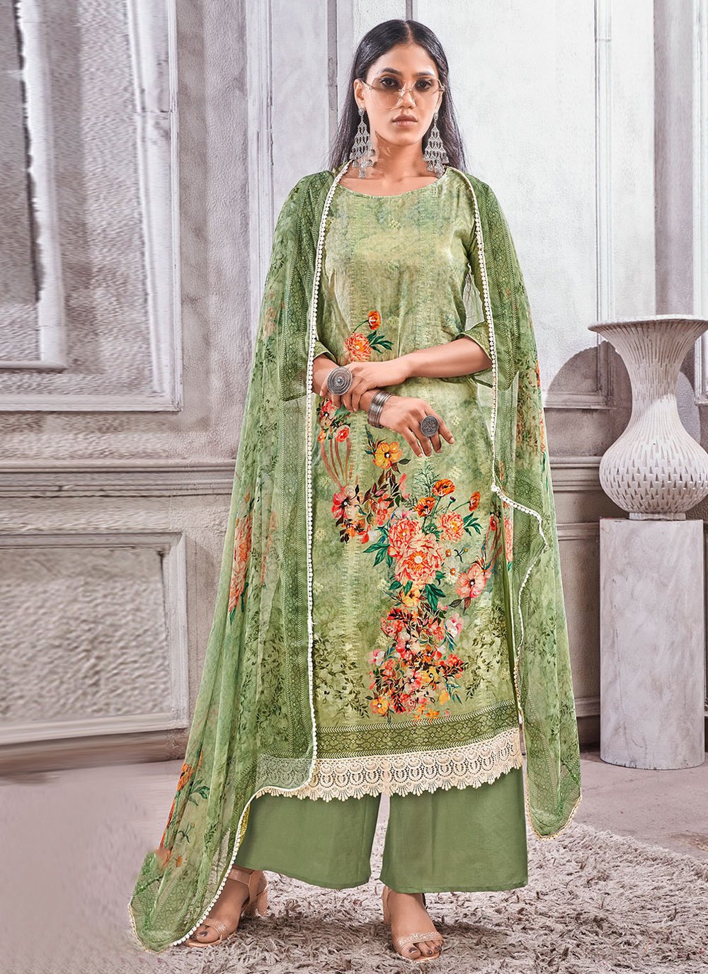 Green Color Trendy Salwar Kameez