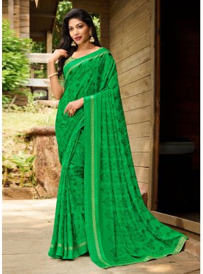 Green Contemporary Style Saree