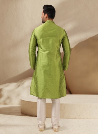 Green Embroidered Art Banarasi Silk Kurta Pyjama