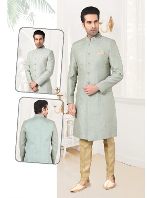 Green Embroidered Ceremonial Sherwani