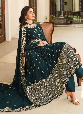 Green Embroidered Georgette Anarkali Salwar Suit