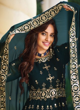Green Embroidered Georgette Anarkali Salwar Suit