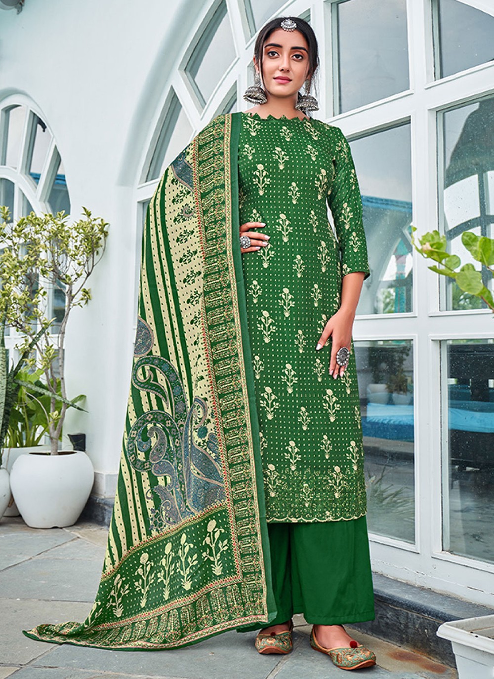 Green Embroidered Salwar Suit