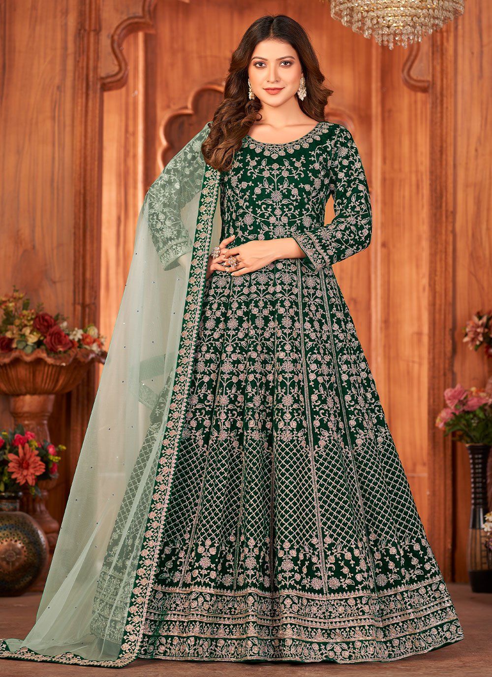 Green Embroidered Sangeet Anarkali Salwar Suit