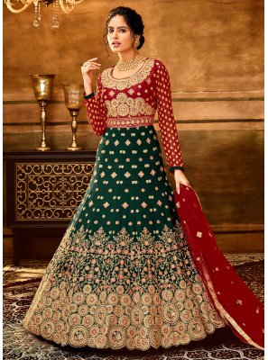 Green Embroidered Trendy Salwar Suit