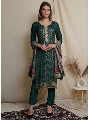 Green Embroidered Wedding Pant Style Suit