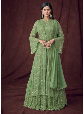 Green Fancy Fabric Readymade Lehenga Choli