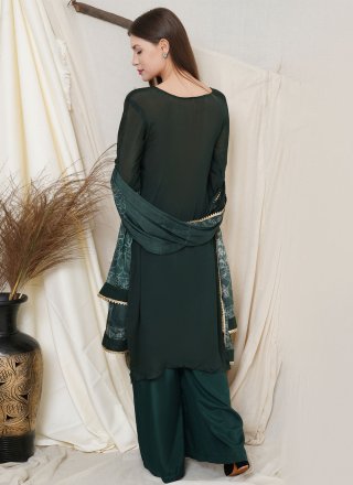Green Faux Chiffon Designer Pakistani Suit