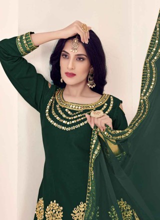 Green Festival Designer Patila Salwar Suit