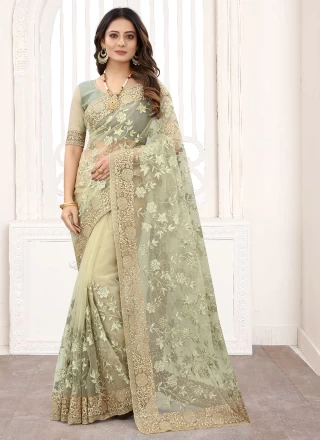 Green Festival Net Classic Designer Saree