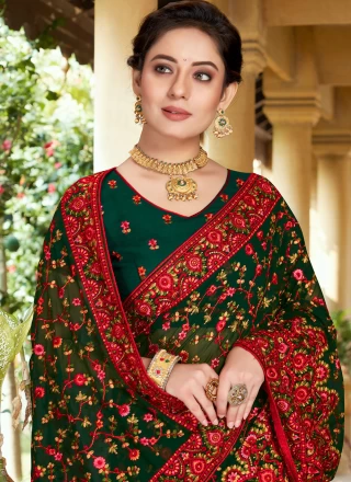 Green Georgette Contemporary Style Saree