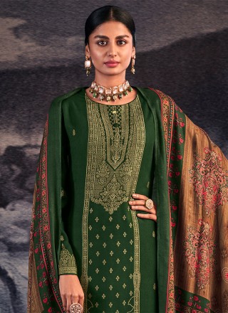 Green Jacquard Work Salwar Suit