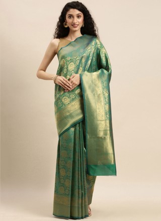 Green Kanjivaram Silk Festival Traditional Designer Saree