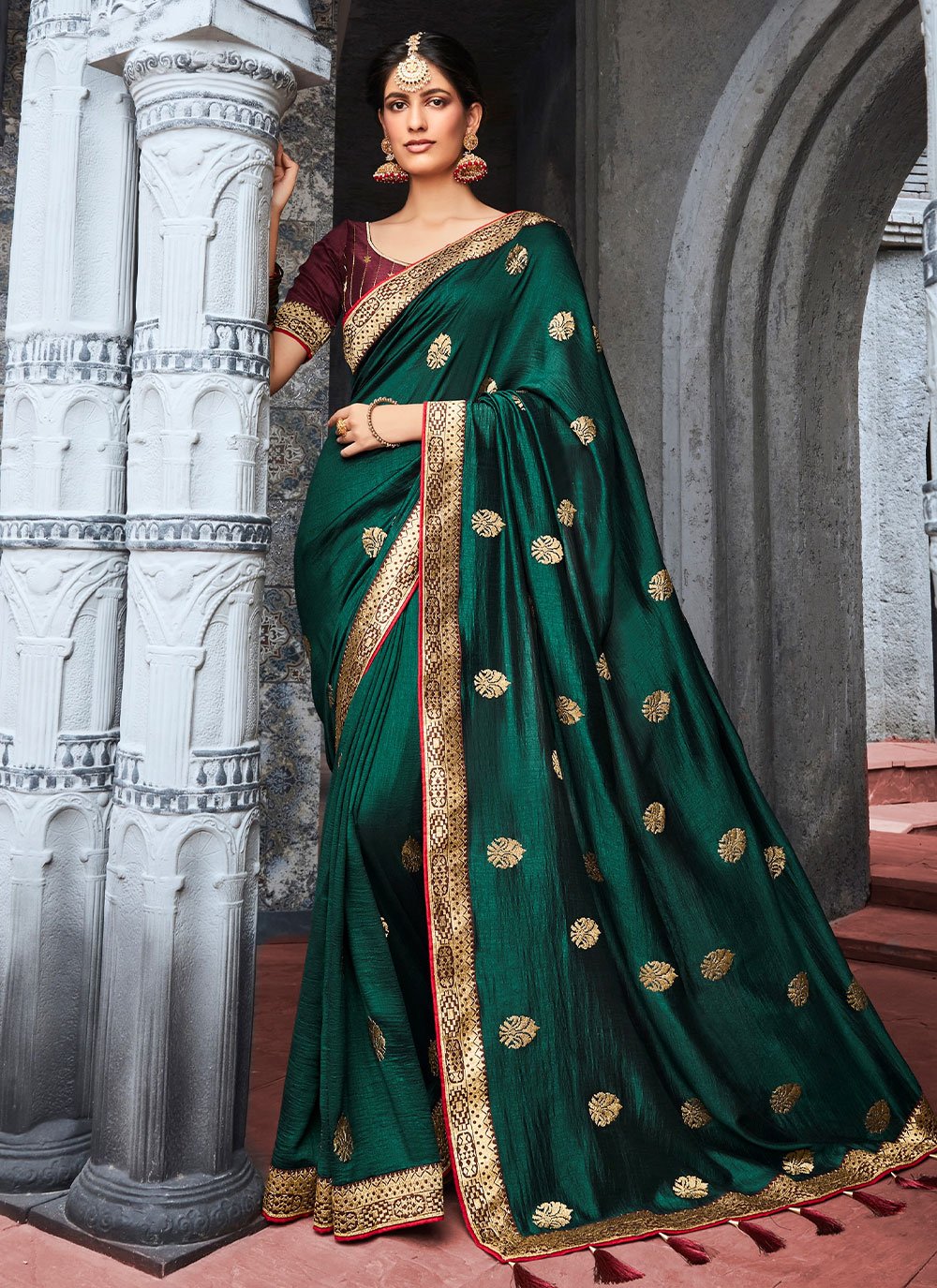 Green Lace Party Contemporary Saree