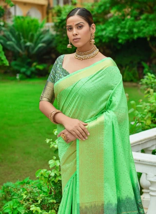 Green Linen Trendy Saree