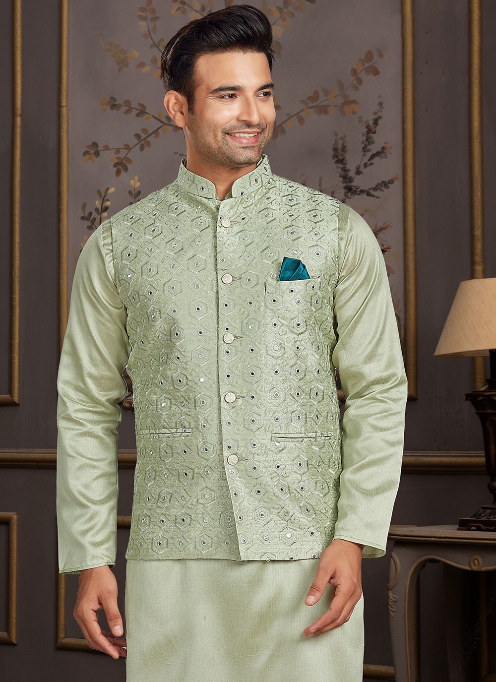 Silk deals nehru jacket