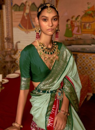 Green Patola Silk  Contemporary Style Saree