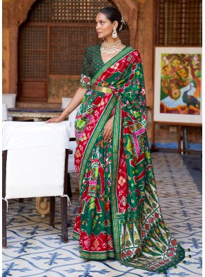 Green Patola Silk  Designer Saree