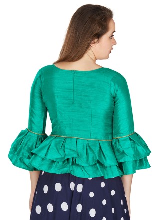 Green Plain Art Silk Designer Blouse