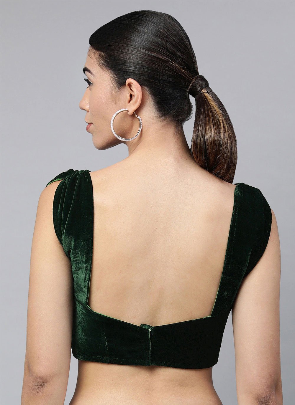 Buy Green Plain Velvet Designer Blouse Online 224358