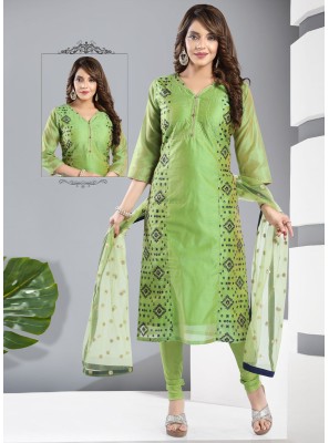 Green Resham Readymade Salwar Suit