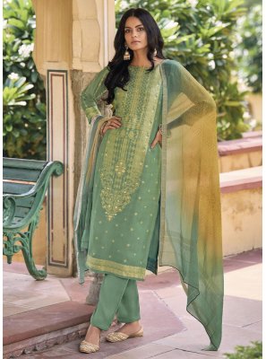 Green Silk Digital Print Trendy Salwar Suit