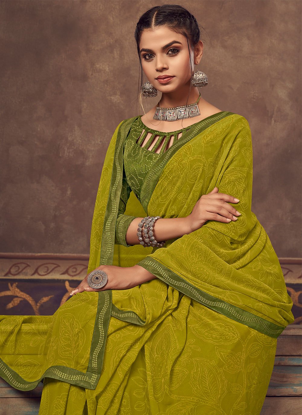 Buy Green Silk Festival Classic Saree Online 