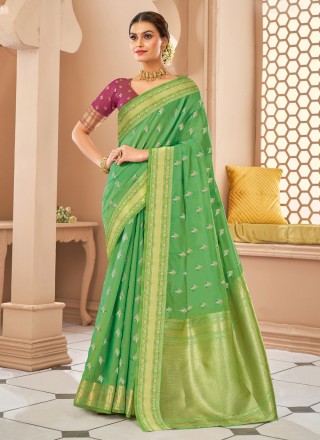 Green Silk Party Traditional Designer Saree